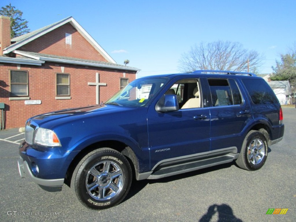 2005 Aviator Luxury AWD - Dark Blue Pearl Metallic / Camel photo #3