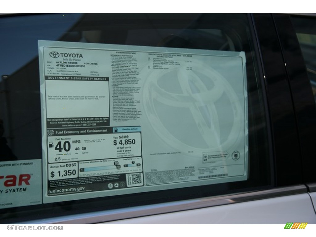2013 Toyota Avalon Hybrid Limited Window Sticker Photo #75007986
