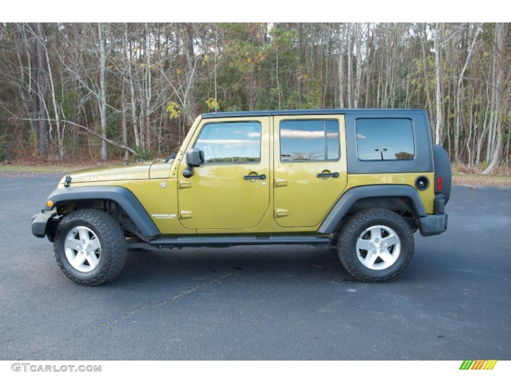 Rescue Green Metallic 2007 Jeep Wrangler Unlimited Rubicon 4x4 Exterior Photo #75009716