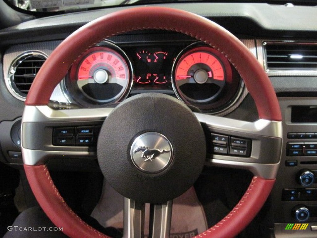 2012 Ford Mustang GT Premium Coupe Brick Red/Cashmere Steering Wheel Photo #75011620