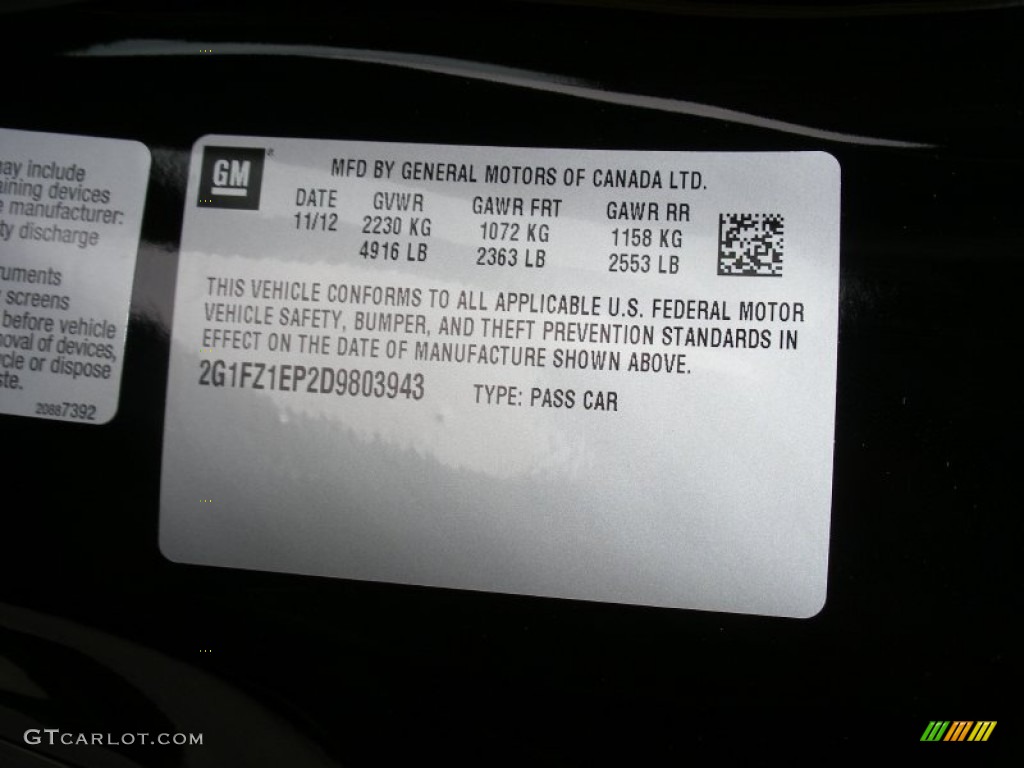 2013 Chevrolet Camaro ZL1 Info Tag Photo #75014572