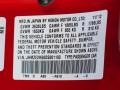 R81X: Milano Red 2013 Honda Insight LX Hybrid Color Code