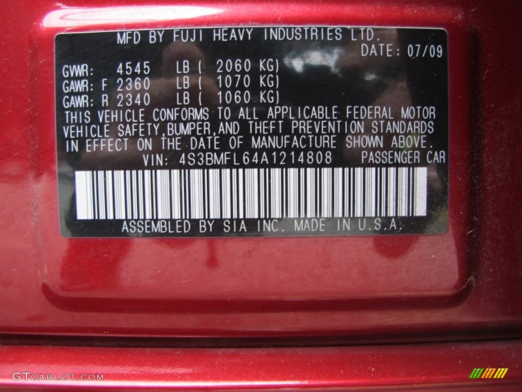 2010 Legacy 2.5 GT Limited Sedan - Ruby Red Pearl / Off Black photo #30