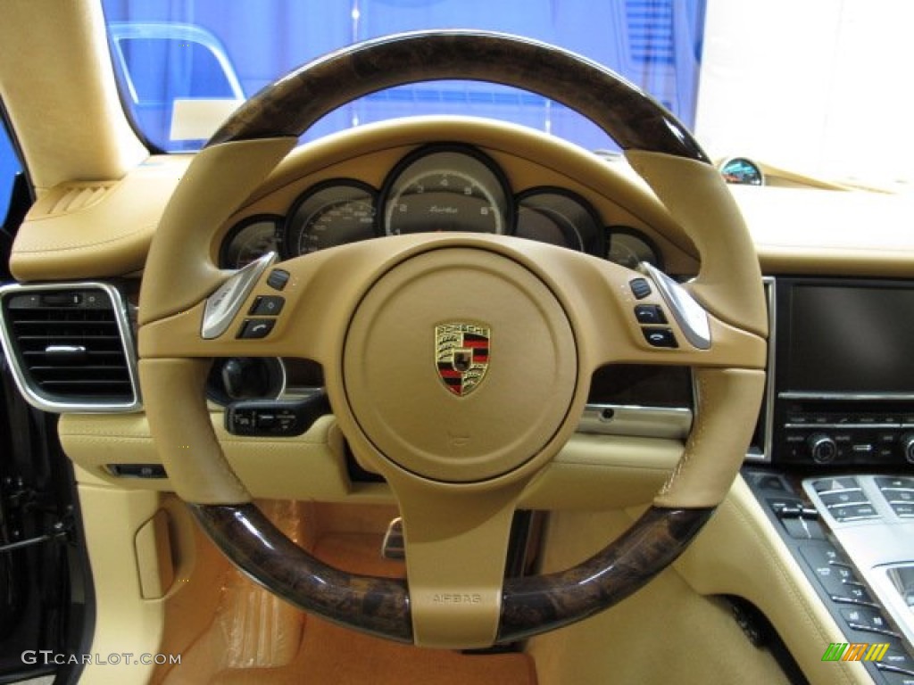 2010 Porsche Panamera Turbo Cognac/Cedar Natural Leather Steering Wheel Photo #75031502
