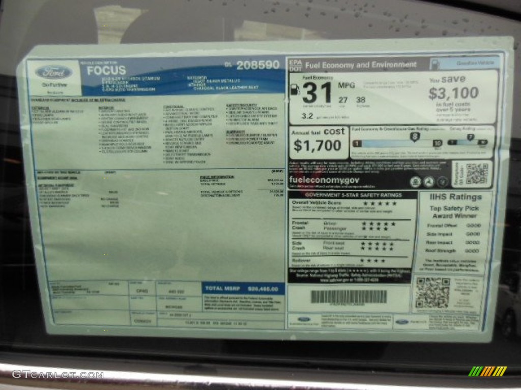 2013 Ford Focus Titanium Hatchback Window Sticker Photo #75032258