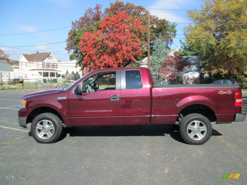 2005 F150 XLT SuperCab 4x4 - Dark Toreador Red Metallic / Medium Flint/Dark Flint Grey photo #1