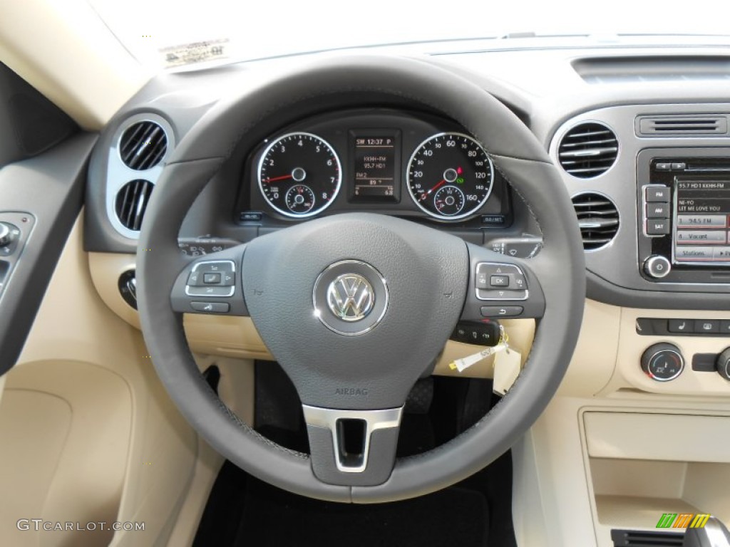 2013 Volkswagen Tiguan SE Beige Steering Wheel Photo #75034792