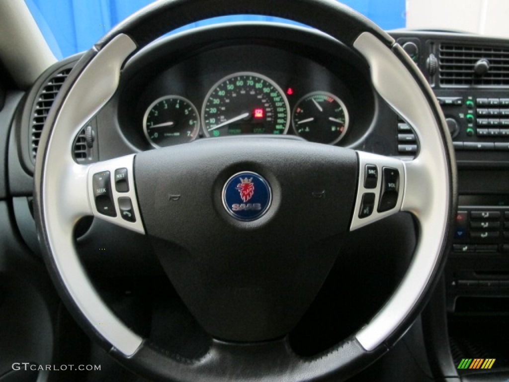 2006 Saab 9-3 Aero Sport Sedan Slate Gray Steering Wheel Photo #75035039