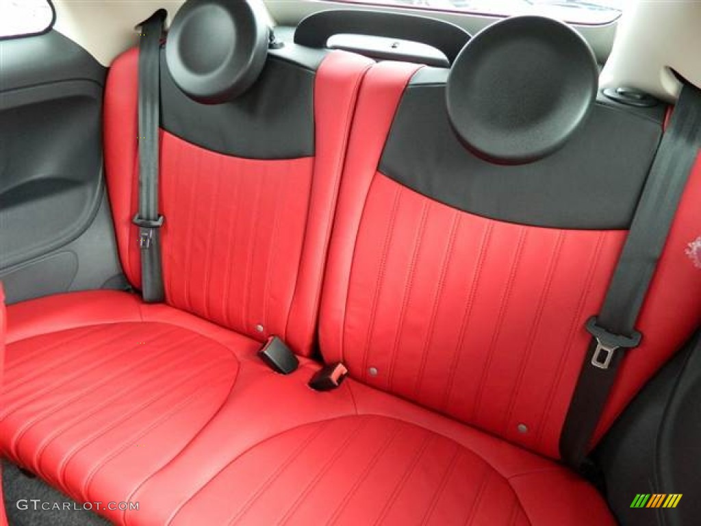 Rosso/Nero (Red/Black) Interior 2013 Fiat 500 c cabrio Lounge Photo #75039893