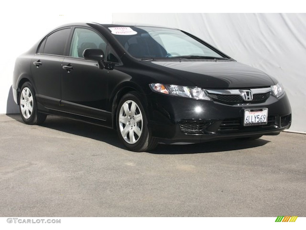 2010 Civic LX Sedan - Crystal Black Pearl / Gray photo #1
