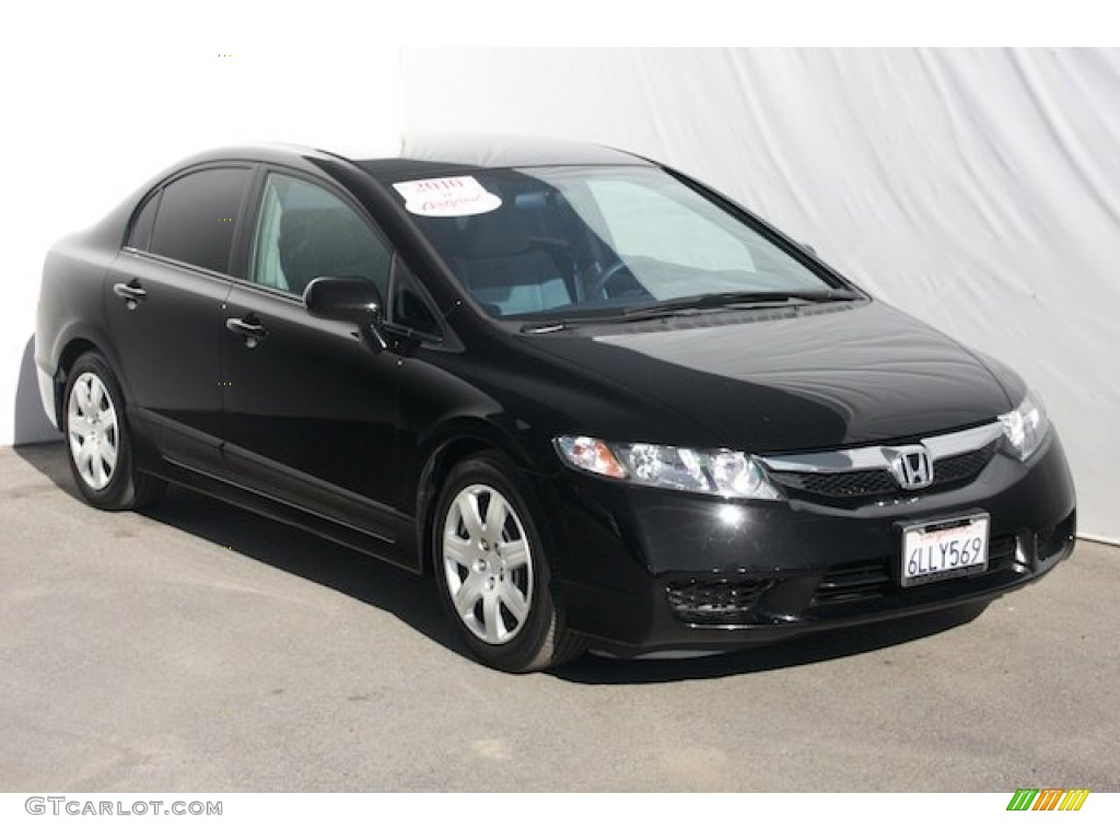 2010 Civic LX Sedan - Crystal Black Pearl / Gray photo #6
