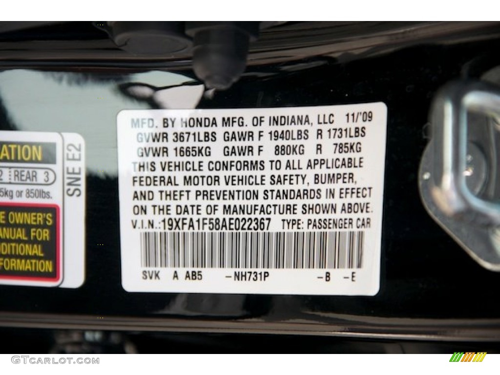 2010 Civic LX Sedan - Crystal Black Pearl / Gray photo #33