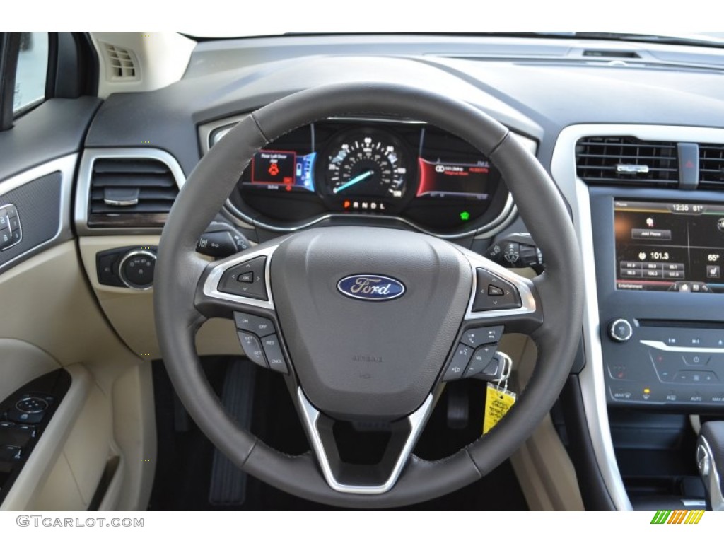 2013 Ford Fusion Hybrid SE Dune Steering Wheel Photo #75046646