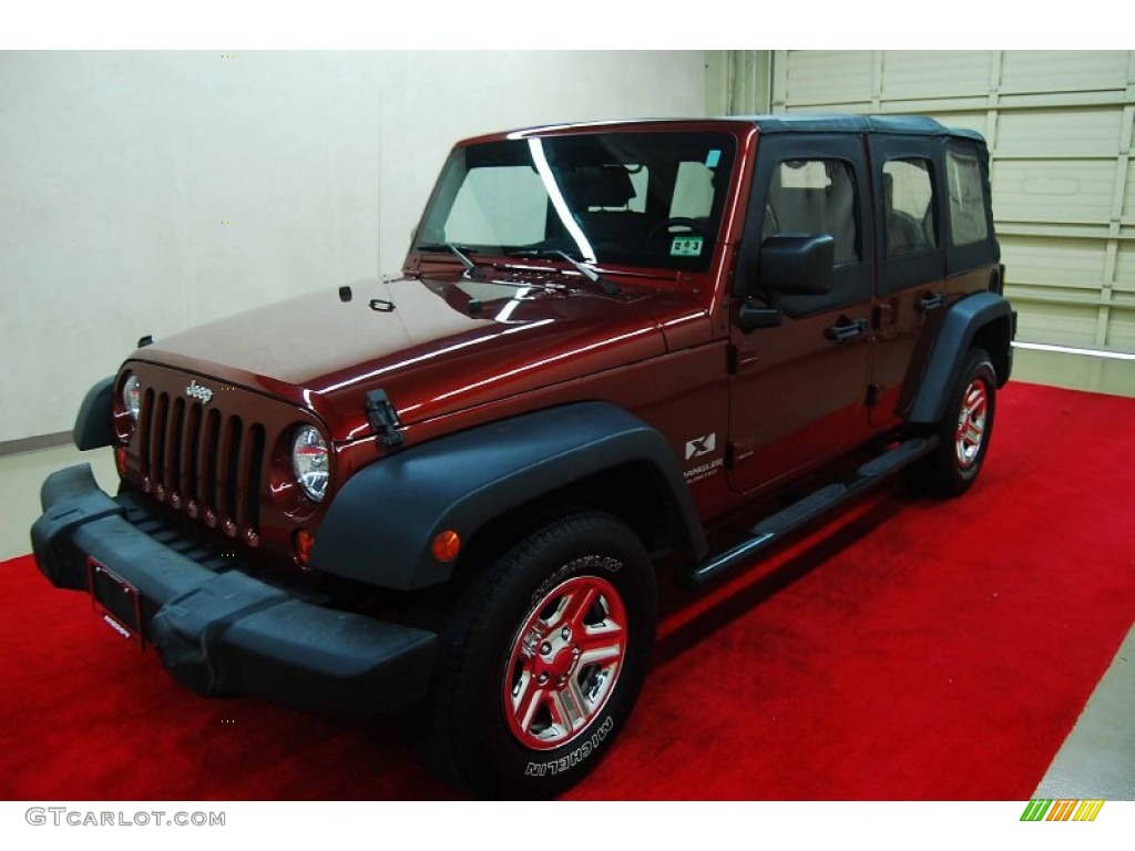 2008 Wrangler Unlimited X - Red Rock Crystal Pearl / Dark Slate Gray/Med Slate Gray photo #3