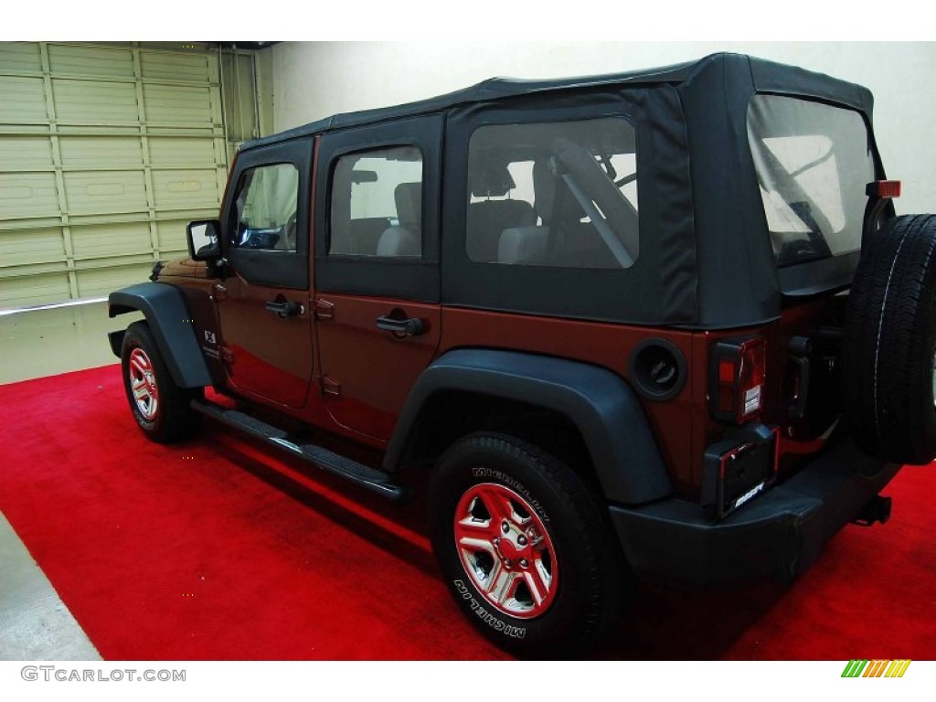 2008 Wrangler Unlimited X - Red Rock Crystal Pearl / Dark Slate Gray/Med Slate Gray photo #4