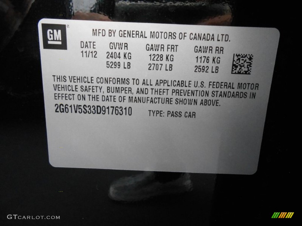 2013 Cadillac XTS Platinum AWD Info Tag Photos
