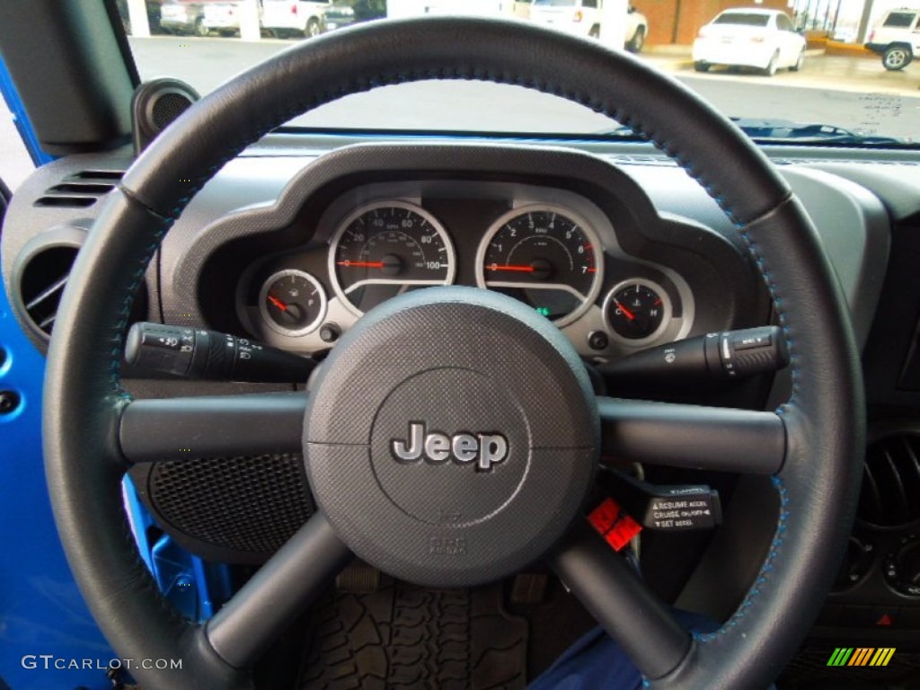 2010 Jeep Wrangler Sport Islander Edition 4x4 Dark Slate Gray/Blue Steering Wheel Photo #75054787