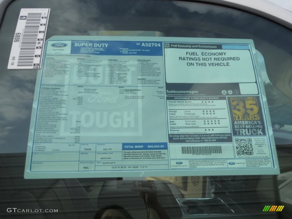 2013 Ford F250 Super Duty King Ranch Crew Cab 4x4 Window Sticker Photo #75057818