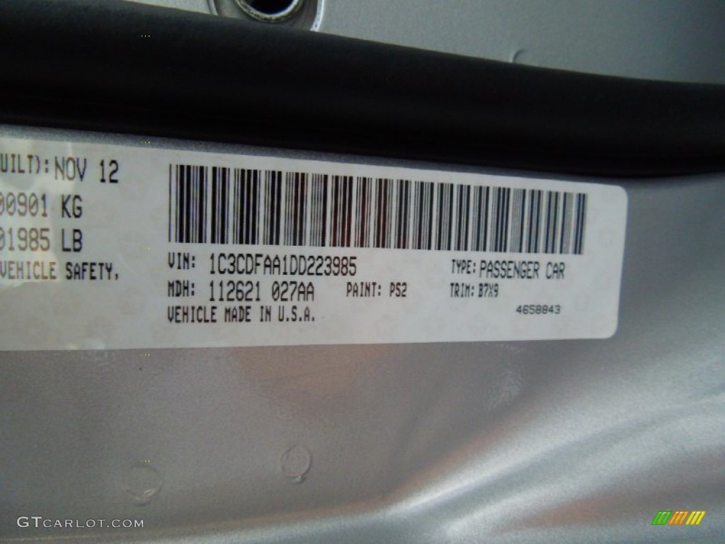 2013 Dart Color Code PS2 for Bright Silver Metallic Photo #75060662