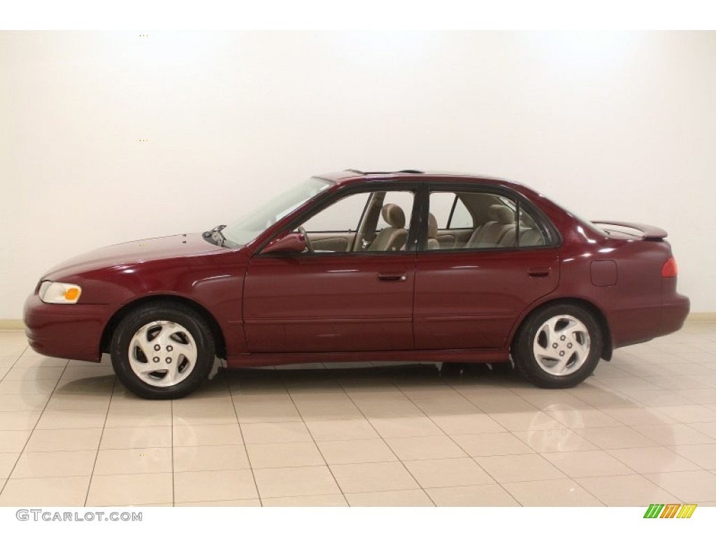 1998 Corolla LE - Ruby Red Pearl Metallic / Beige photo #4