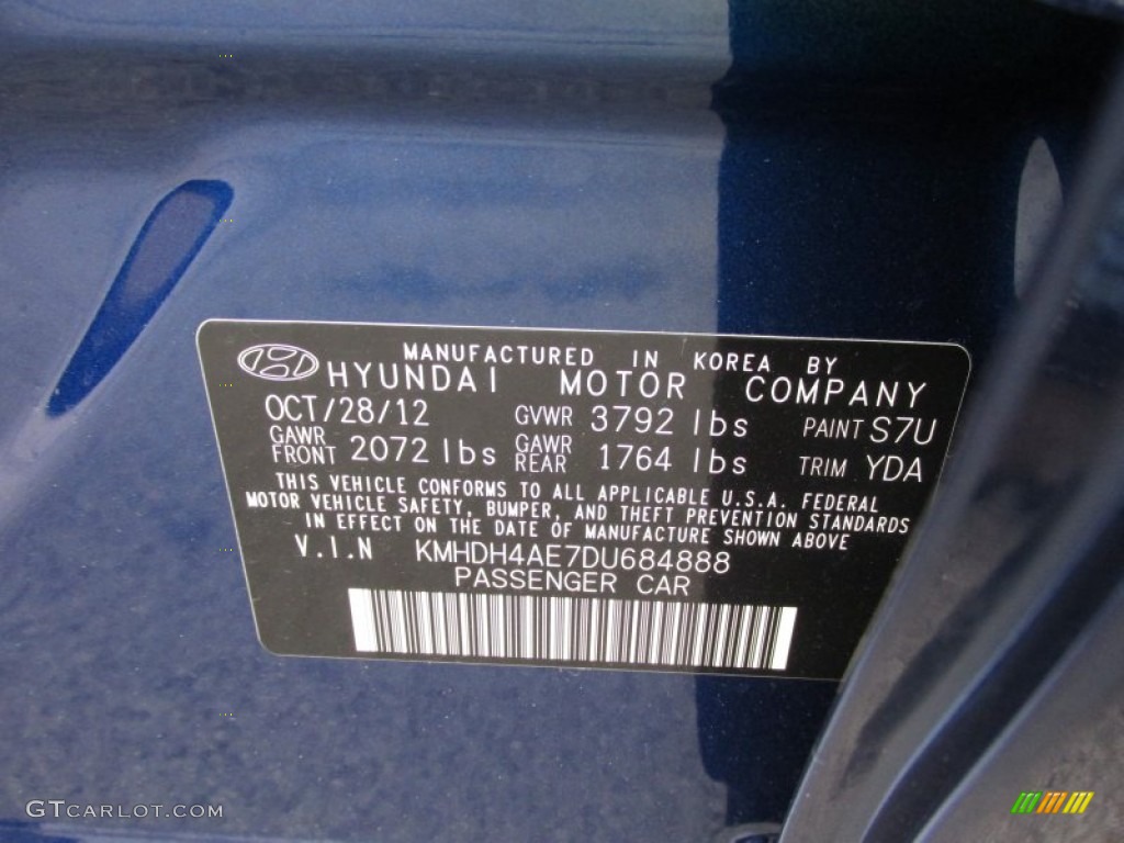 2013 Elantra GLS - Atlantic Blue / Beige photo #10
