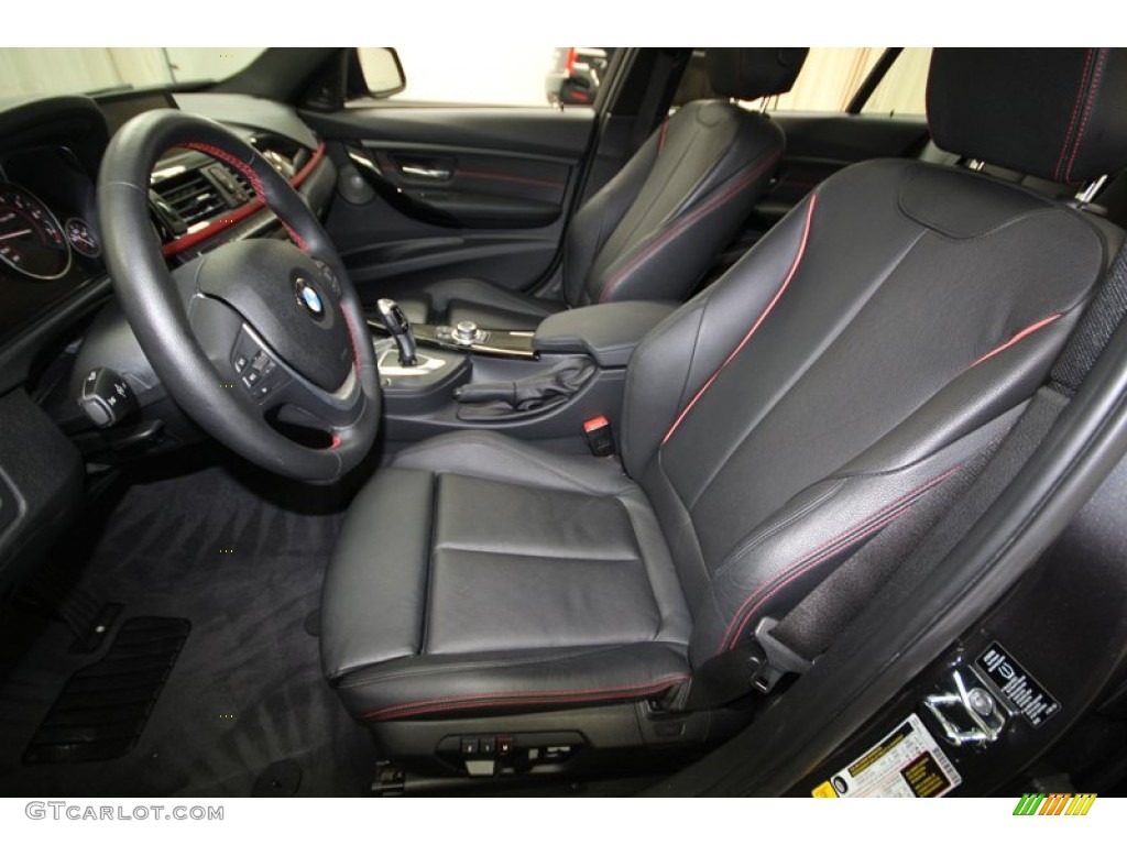 Black/Red Highlight Interior 2012 BMW 3 Series 328i Sedan Photo #75073007