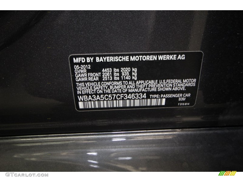 2012 3 Series Color Code B39 for Mineral Grey Metallic Photo #75073028