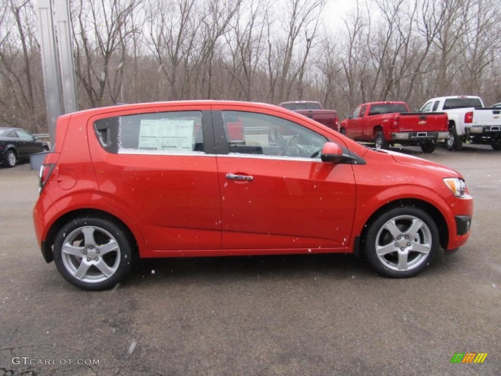 Inferno Orange Metallic 2013 Chevrolet Sonic LTZ Hatch Exterior Photo #75075970