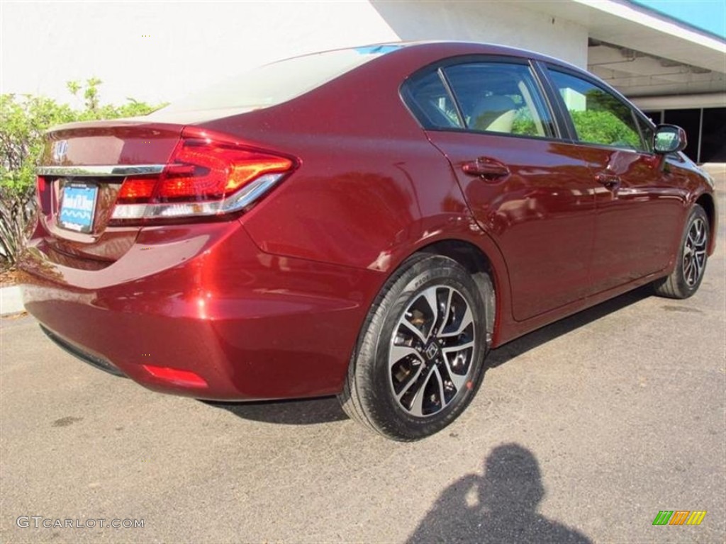 2013 Civic EX-L Sedan - Crimson Red Pearl / Beige photo #3