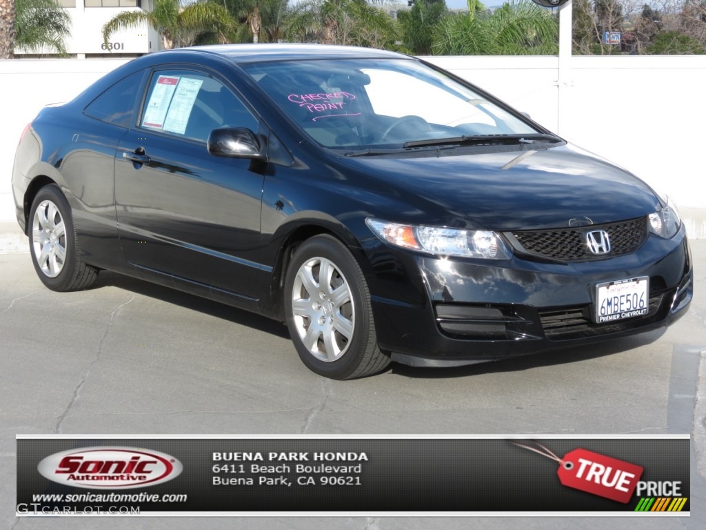 2010 Civic LX Coupe - Crystal Black Pearl / Gray photo #1