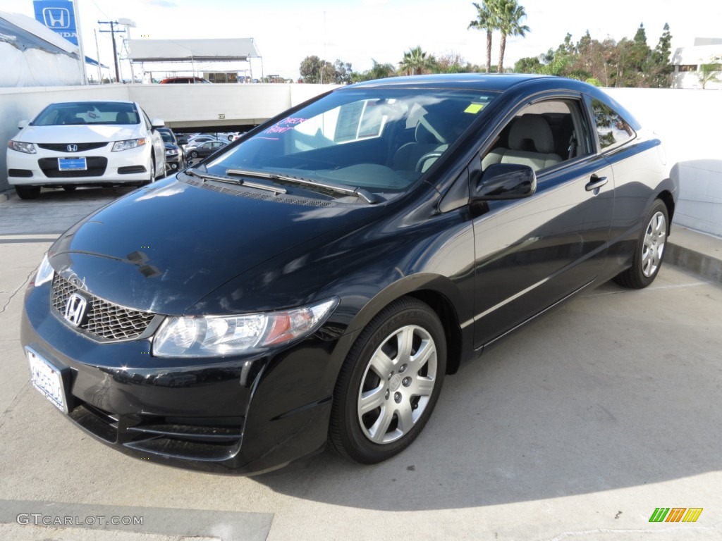 2010 Civic LX Coupe - Crystal Black Pearl / Gray photo #6