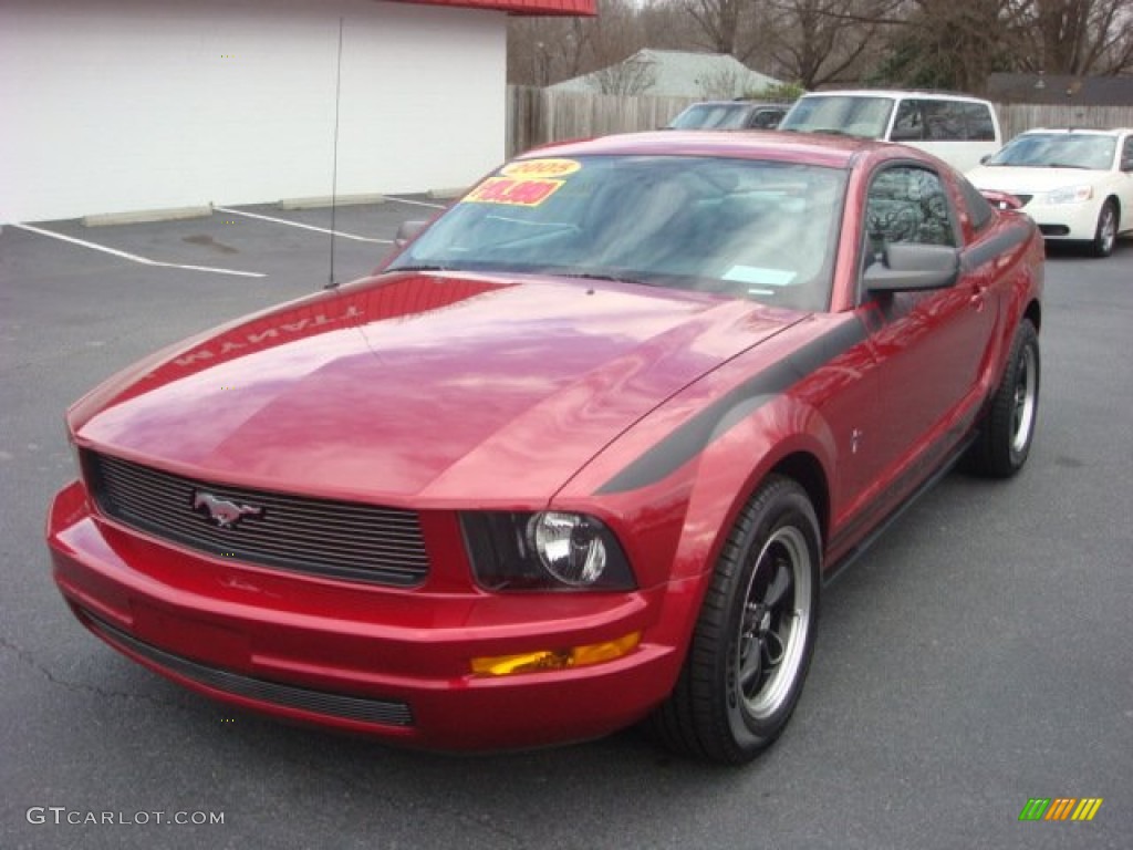 2005 Mustang V6 Deluxe Coupe - Redfire Metallic / Light Graphite photo #1