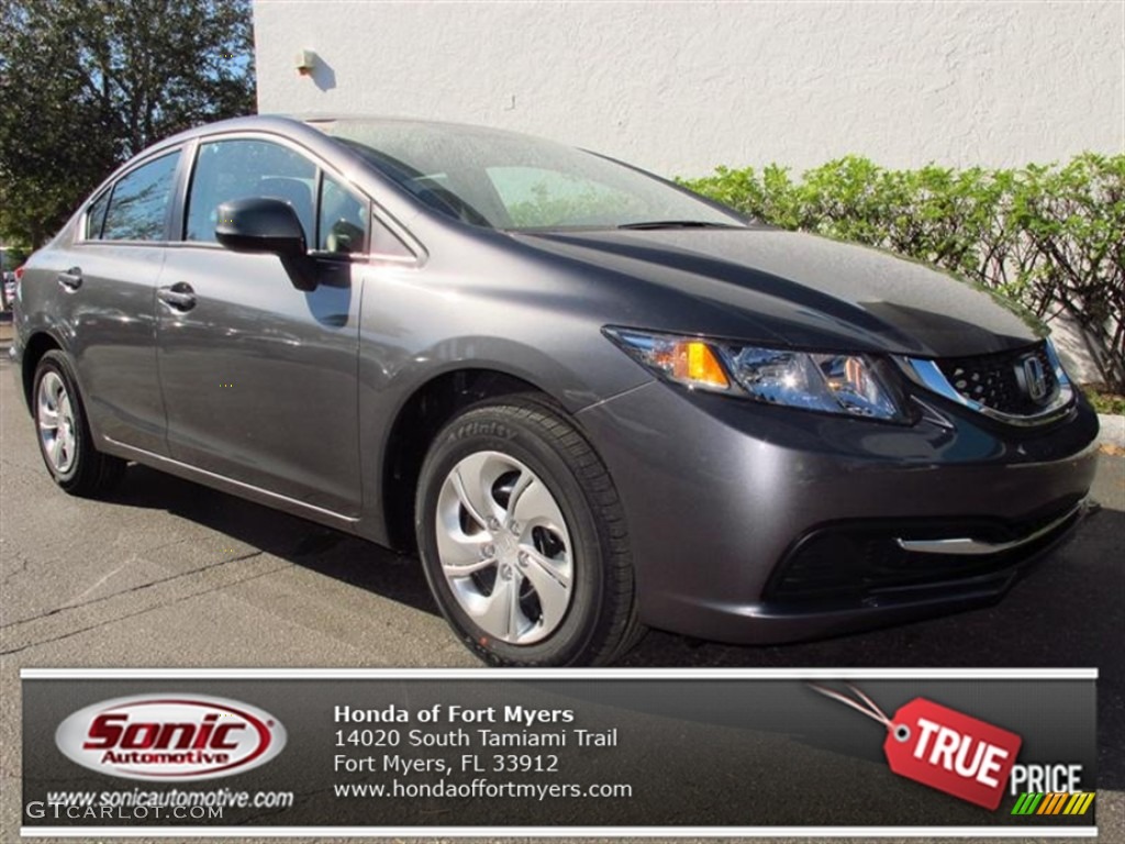 2013 Civic LX Sedan - Polished Metal Metallic / Gray photo #1