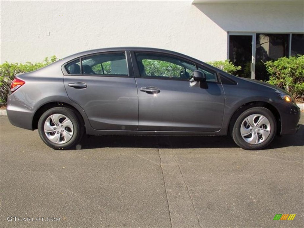 2013 Civic LX Sedan - Polished Metal Metallic / Gray photo #2