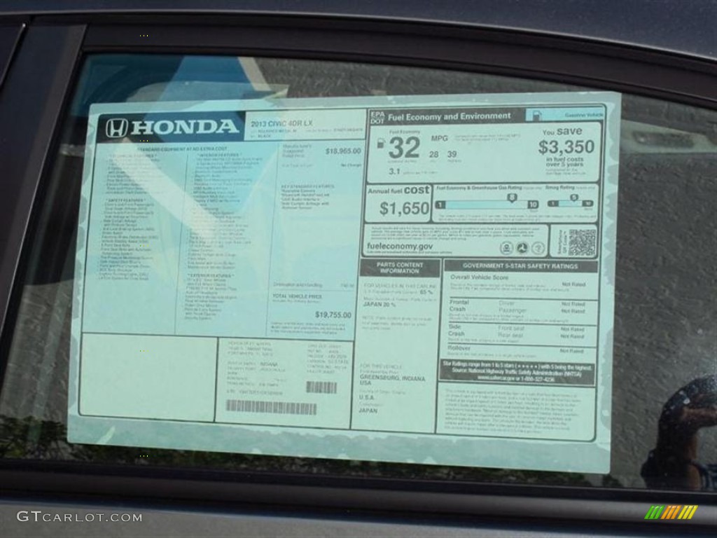 2013 Civic LX Sedan - Polished Metal Metallic / Gray photo #9