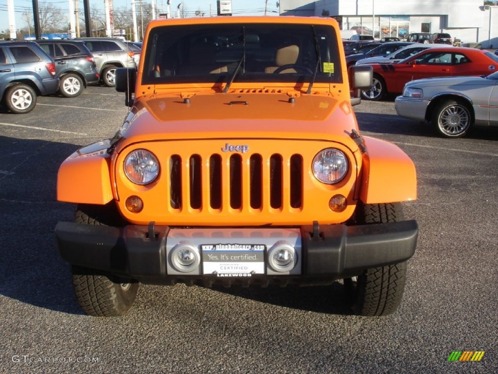 2012 Wrangler Sahara 4x4 - Crush Orange / Black/Dark Saddle photo #2