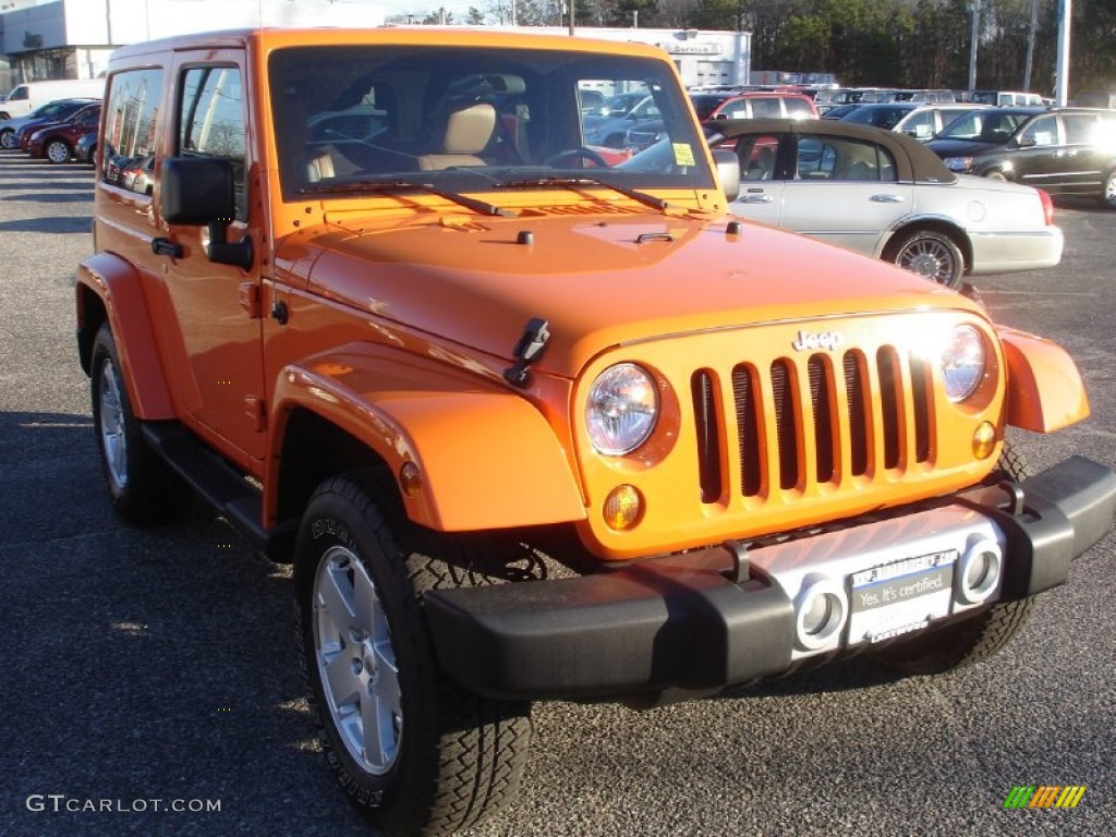 2012 Wrangler Sahara 4x4 - Crush Orange / Black/Dark Saddle photo #3