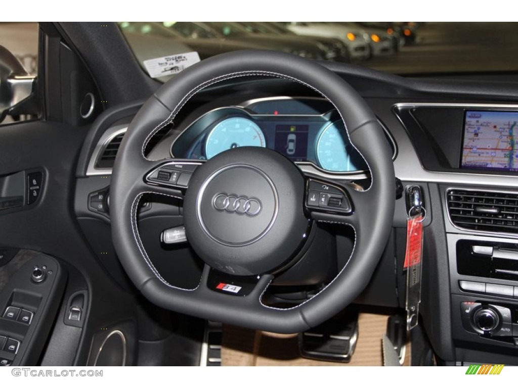 2013 Audi S4 3.0T quattro Sedan Black Steering Wheel Photo #75096660