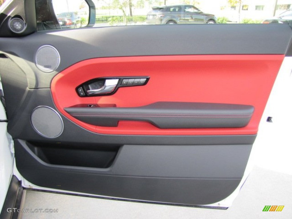2013 Land Rover Range Rover Evoque Dynamic Coupe Dynamic Ebony/Pimento Door Panel Photo #75098118