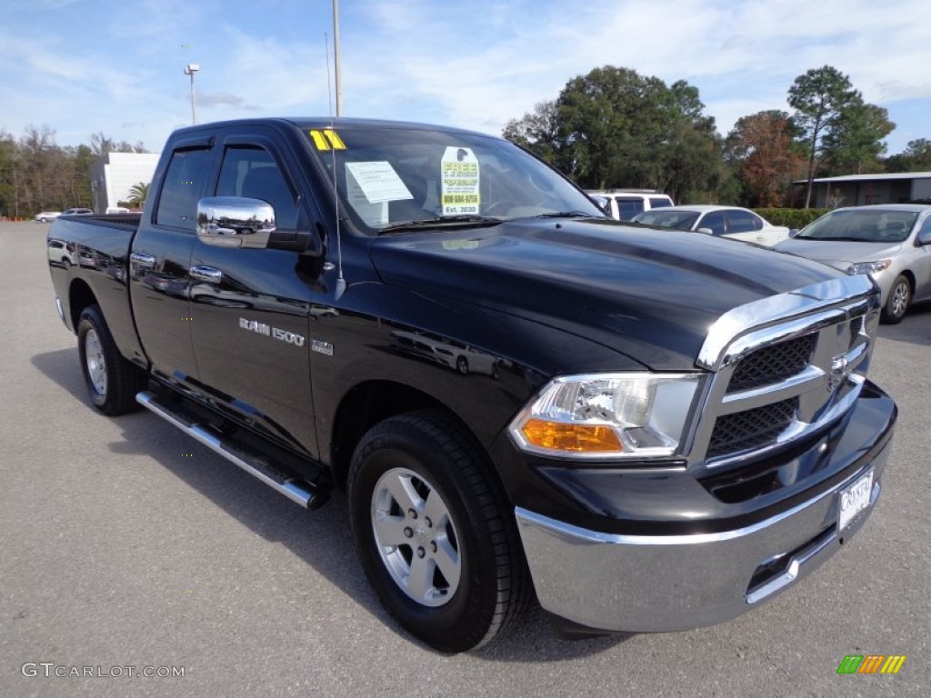 2011 Ram 1500 SLT Quad Cab 4x4 - Brilliant Black Crystal Pearl / Dark Slate Gray/Medium Graystone photo #10