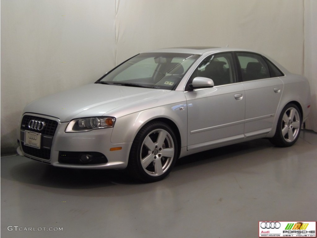 2008 A4 2.0T quattro S-Line Sedan - Light Silver Metallic / Black photo #3