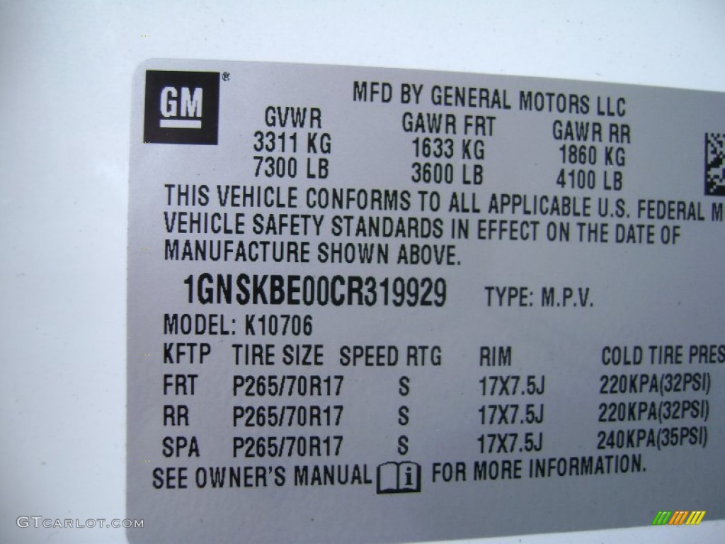 2012 Tahoe LT 4x4 - Summit White / Light Cashmere/Dark Cashmere photo #15