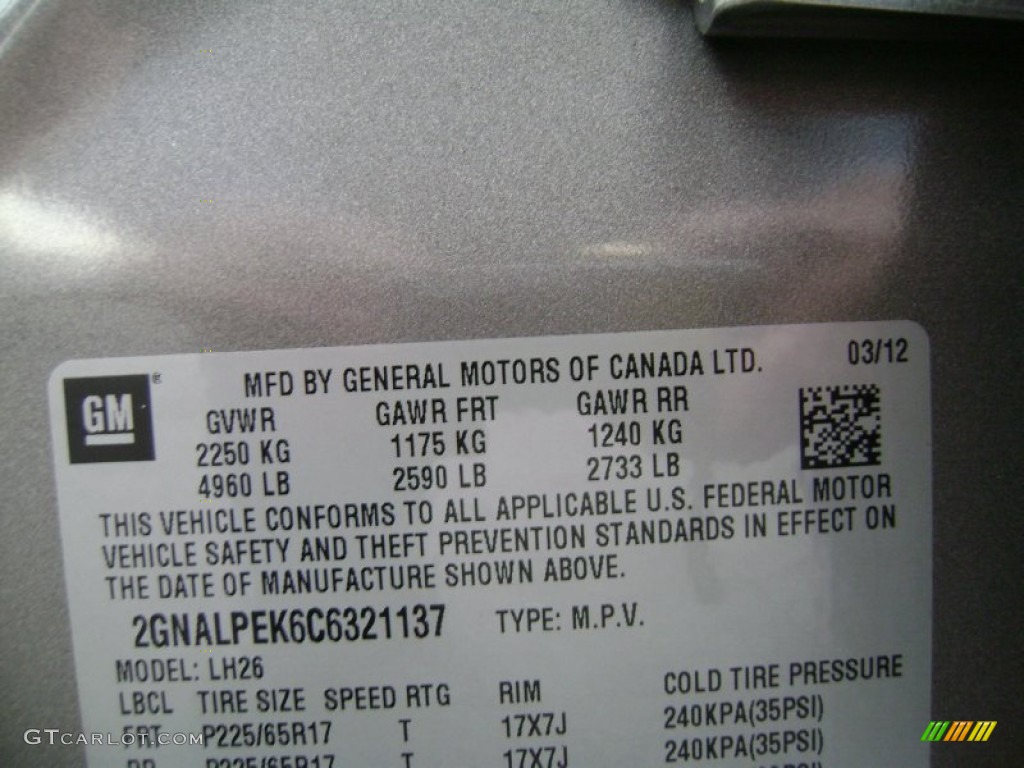 2012 Equinox LT - Mocha Steel Metallic / Jet Black photo #15