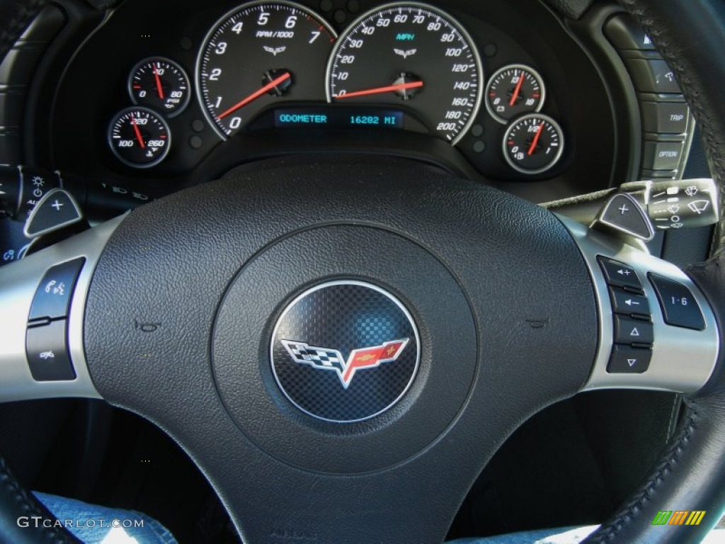 2011 Chevrolet Corvette Grand Sport Coupe Ebony Black Steering Wheel Photo #75107536
