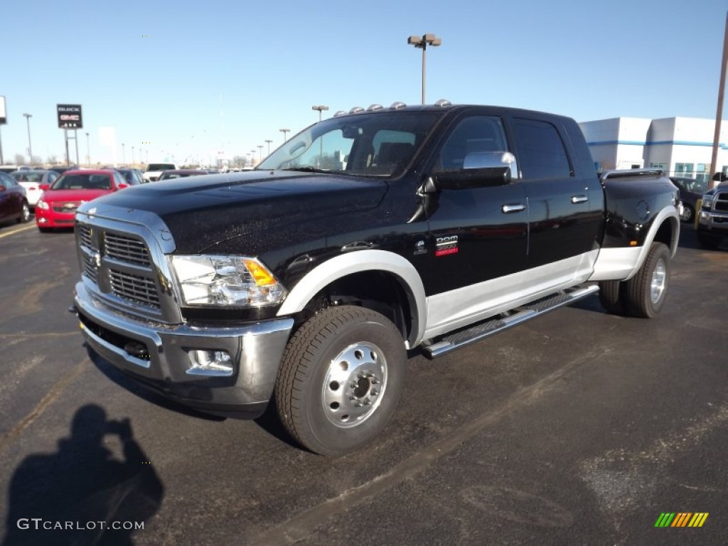 2012 Ram 3500 HD Laramie Mega Cab 4x4 - Black / Light Pebble Beige/Bark Brown photo #1