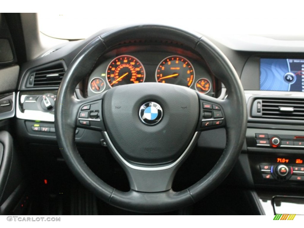 2011 BMW 5 Series 535i Sedan Black Steering Wheel Photo #75110580