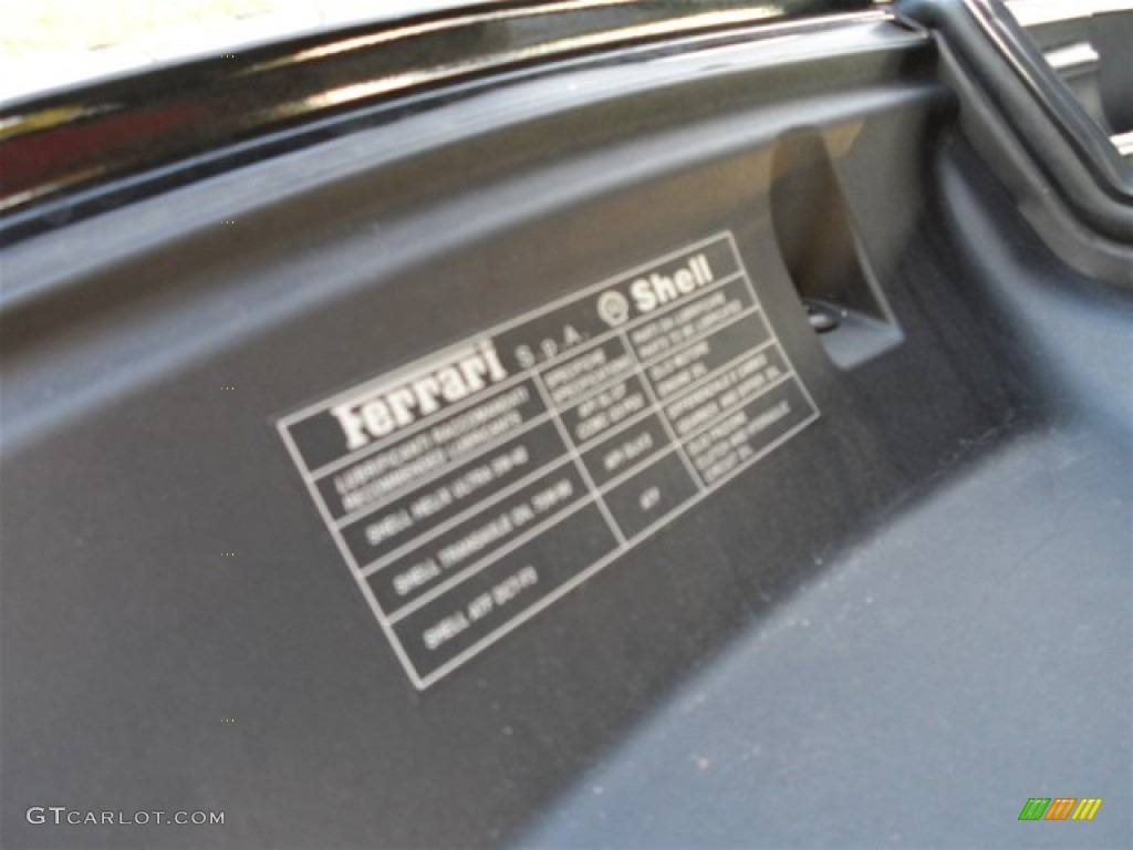 2009 Ferrari California Standard California Model Info Tag Photos