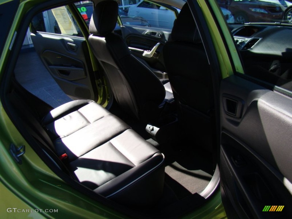 2011 Fiesta SEL Sedan - Lime Squeeze Metallic / Charcoal Black Leather photo #12