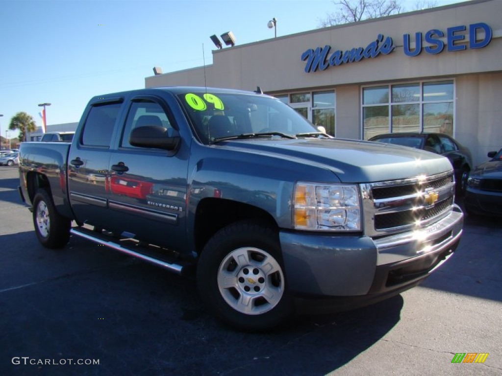 2009 Silverado 1500 LT Crew Cab - Blue Granite Metallic / Ebony photo #25