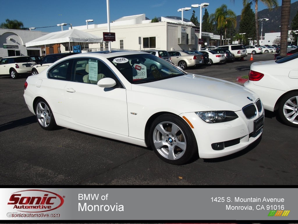 2009 3 Series 328i Coupe - Alpine White / Beige photo #1